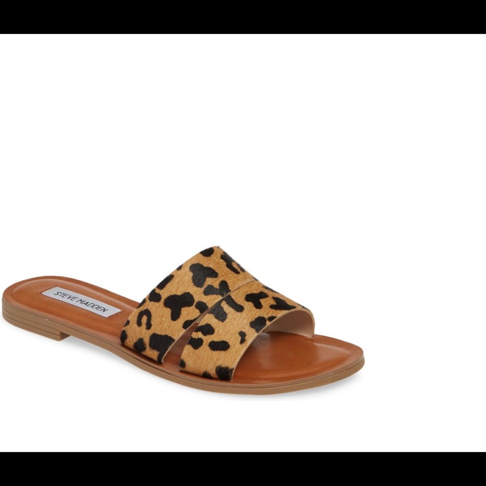 Leopard Steve Madden slides